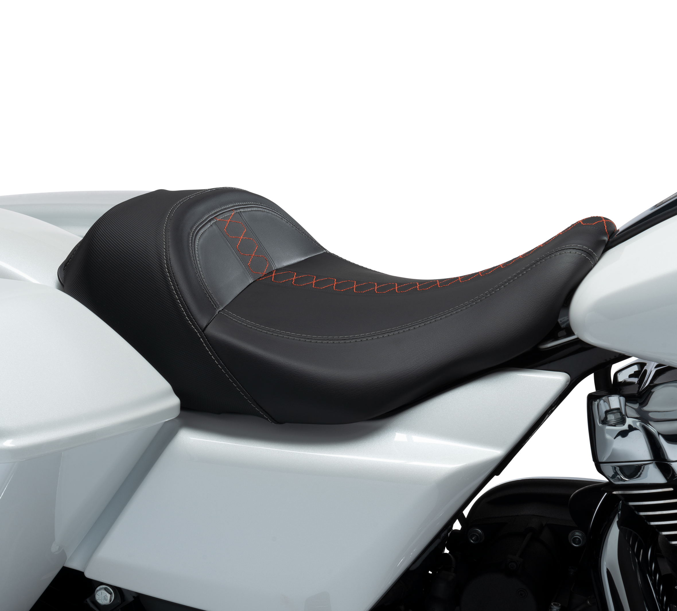 Low-Profile Solo Touring Seat – Orange Stitch